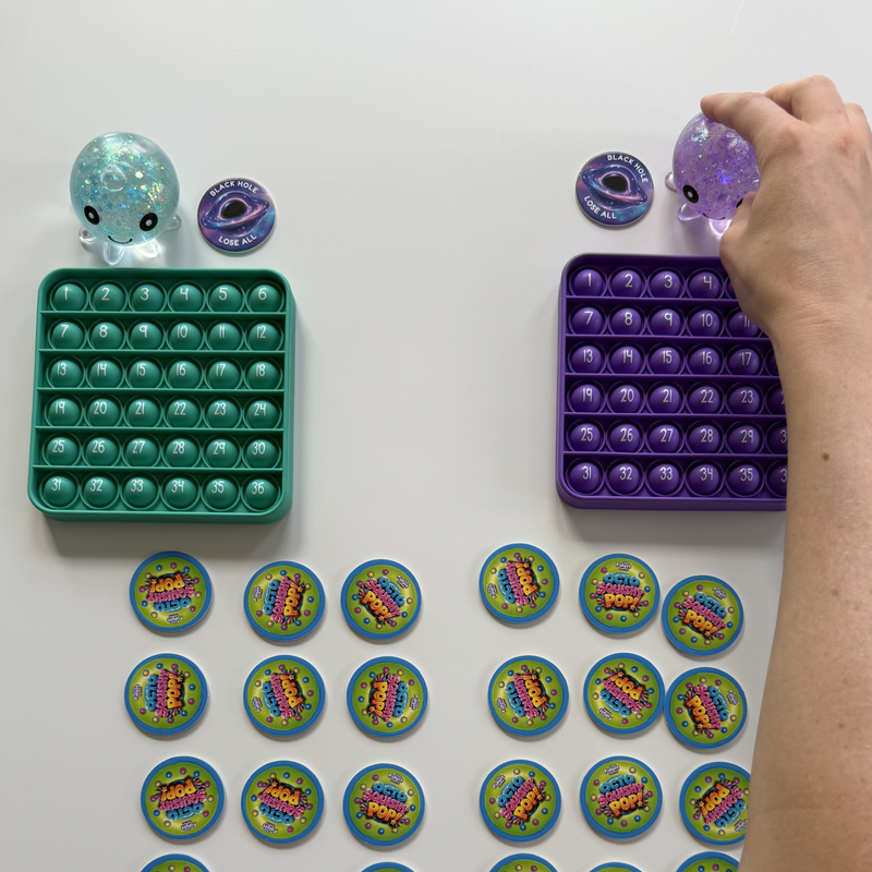Place tokens face down. Give each player a mat and octopus.