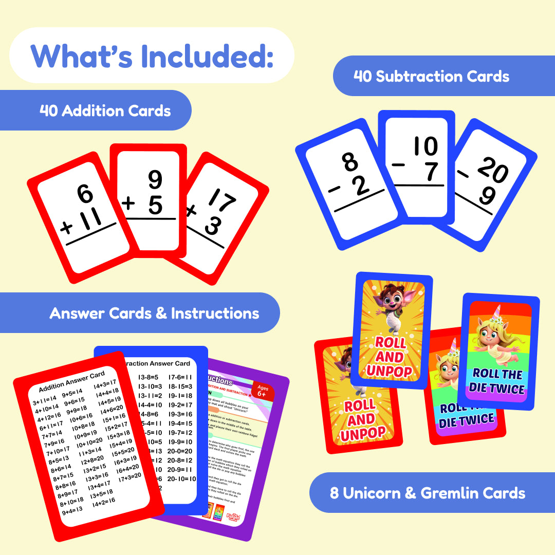 Addition and Subtraction Card Packs + Ten Frame Fidgets