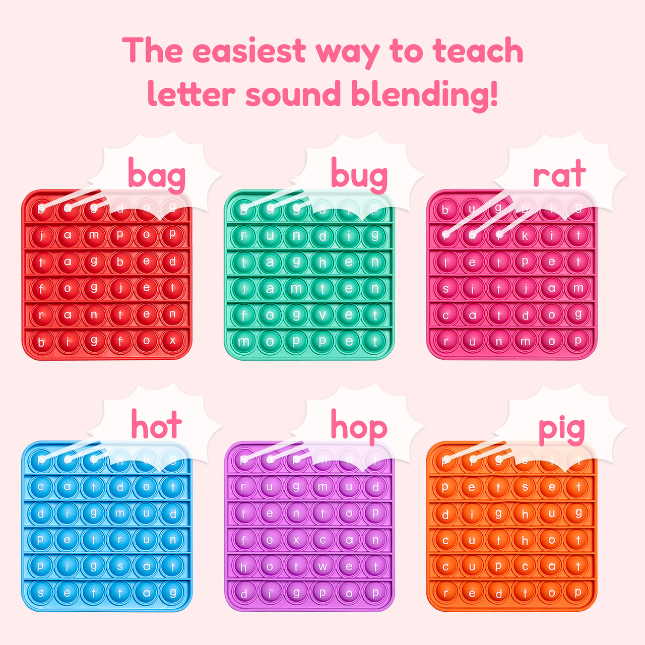 6 Extra CVC Fidget Mats (Word Pop)